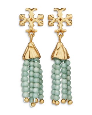 Tory Burch Roxanne Beaded Tassel Drop Earrings | Bloomingdale display picture 3