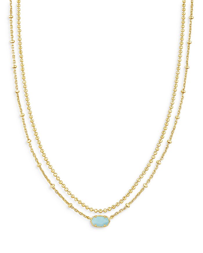 Kendra Scott Emilie Multistrand Pendant Necklace In Gold Light Blue Magnesite