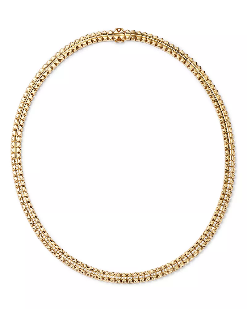 Roberto Coin 18K Yellow Gold Petite Obelisco Diamond Collar Necklace, 1.02 tcw