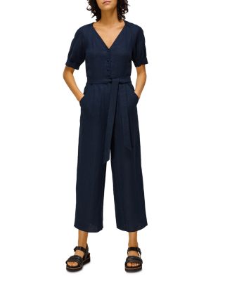 whistles nora linen jumpsuit navy