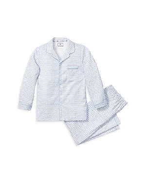 Petite Plume Unisex Classic Pajama Set - Baby, Little Kid, Big Kid In White/blue La Mer
