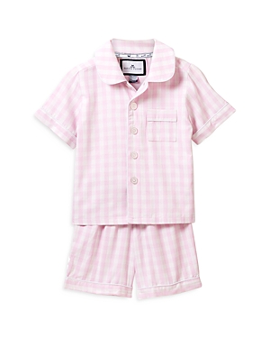 Petite Plume Unisex Bateau Gingham Sleep Shorts Set - Baby, Little Kid, Big Kid In Pink