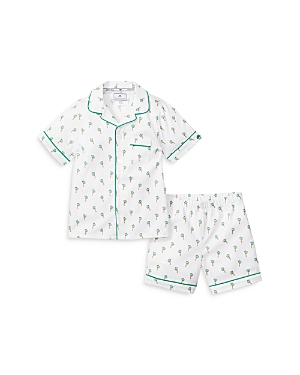 Petite Plume Unisex Bateau Gingham Sleep Shorts Set - Baby, Little Kid, Big Kid In White/green