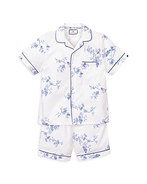 Petite Plume Unisex Classic Sleep Shorts Set - Baby, Little Kid, Big Kid In White/blue Indigo Floral