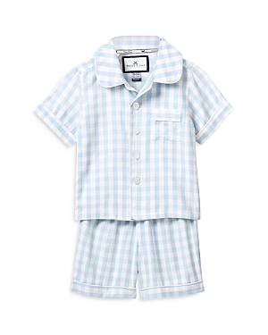 Shop Petite Plume Unisex Classic Sleep Shorts Set - Baby, Little Kid, Big Kid In Light Blue Gingham