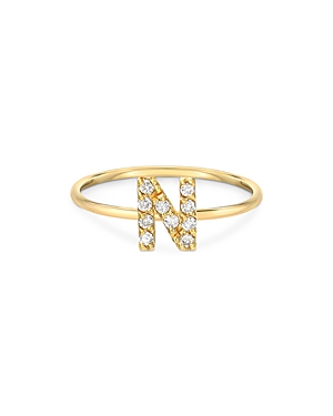 Zoe Lev 14k Yellow Gold Initial Diamond Ring In N/gold