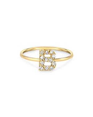 Zoe Lev Diamond Initial 14k Yellow Gold Ring In B/gold