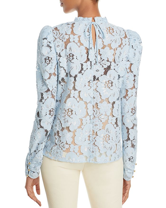 Wayf Erika Puff-sleeve Lace Top In Dusty Blue | ModeSens