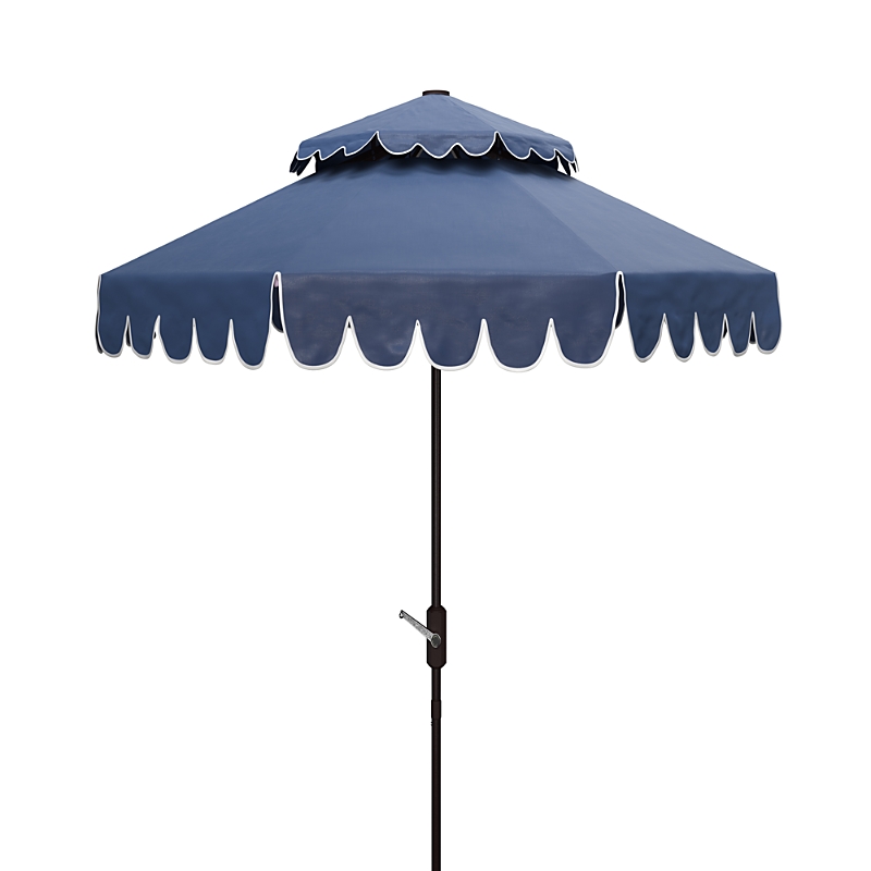 Safavieh Venice 9' Doubletop Umbrella In Navy/white