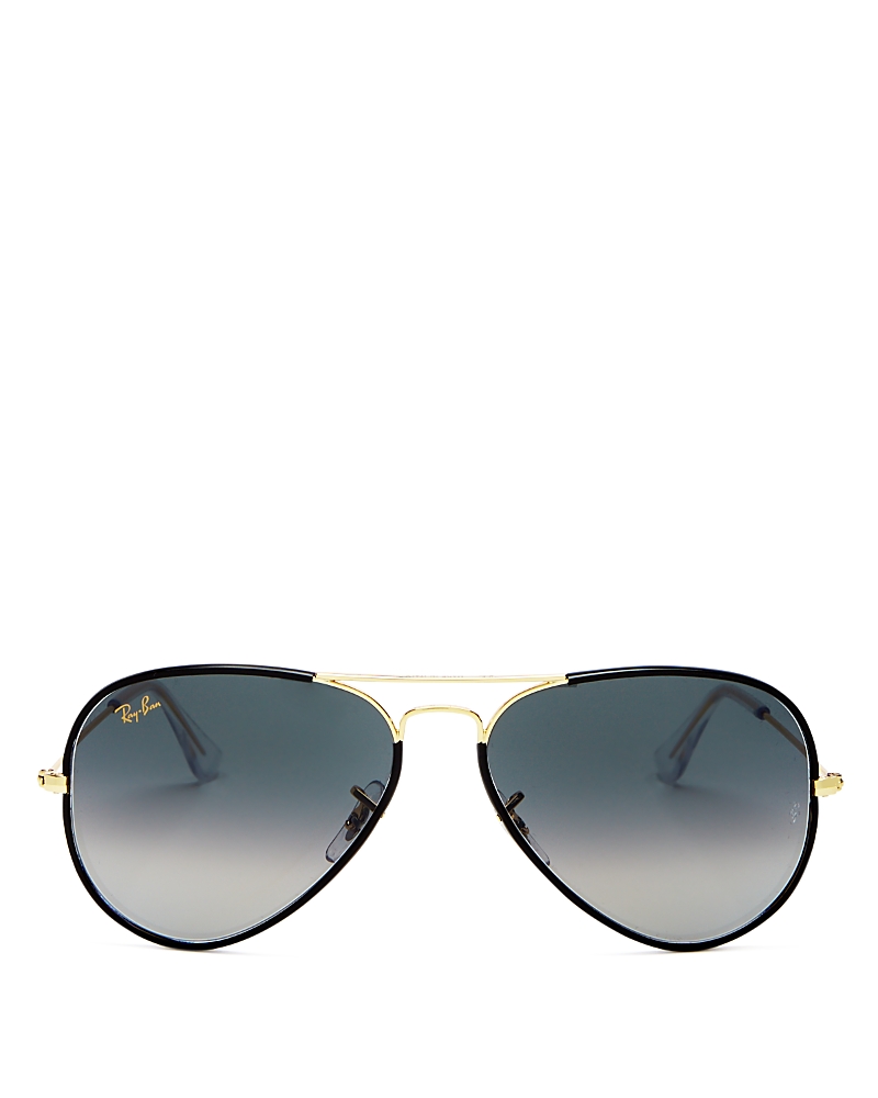 Ray Ban Ray-ban Unisex Classic Brow Bar Aviator Sunglasses, 58mm In Black And Gold/gray