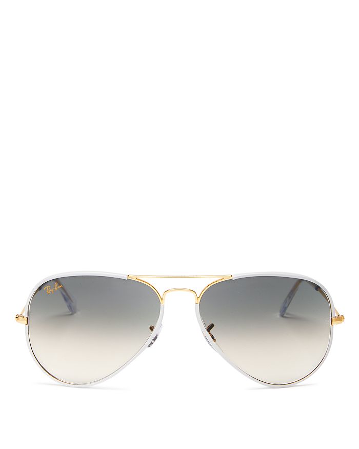 Ray Ban Ray-ban Unisex Classic Brow Bar Aviator Sunglasses, 58mm In Grey On Legend Gold /clear Gradient Gray
