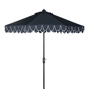 Safavieh Elegant Valance 9 Ft Umbrella In Navy/white/black Pole
