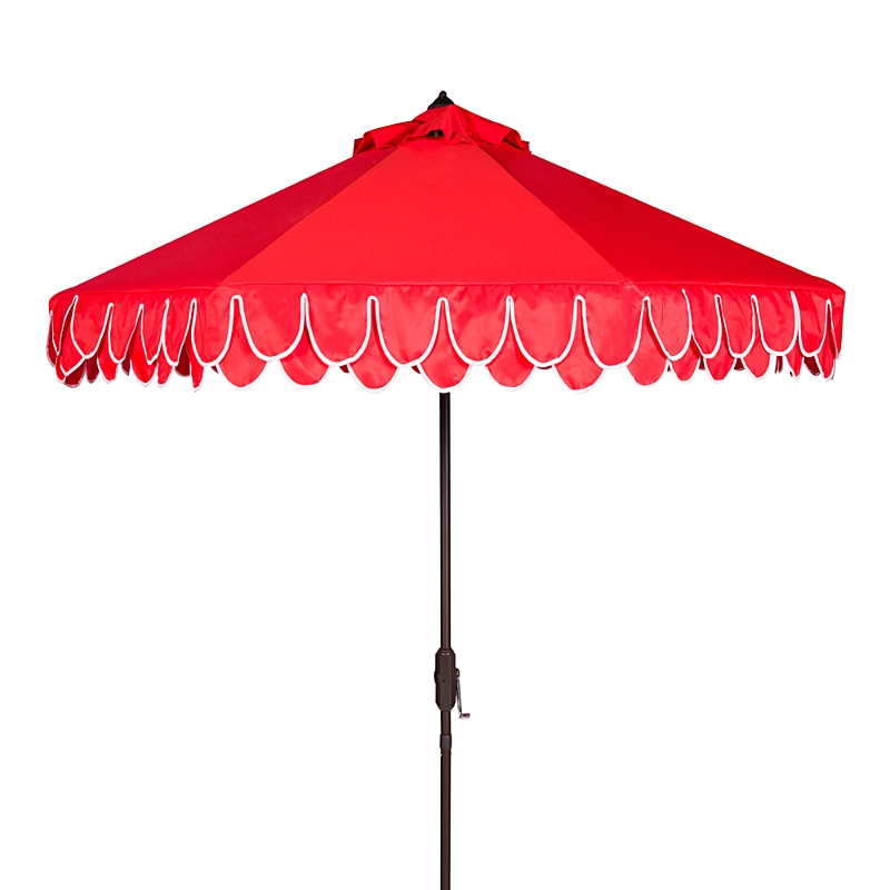 Safavieh Elegant Valance 9 Ft Umbrella In Red/white