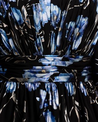 Adrianna Papell Plus Metallic Floral Print Maxi Dress | Bloomingdale's