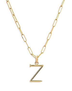 Zoe Lev 14k Yellow Gold Large Nail Initial Necklace, 18 In Z/gold