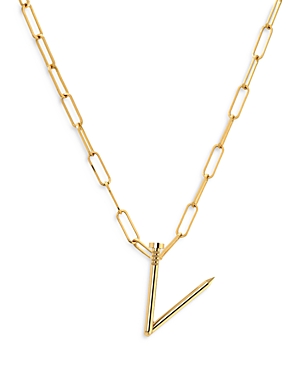 Zoe Lev 14k Yellow Gold Large Nail Initial Necklace, 18 In V/gold