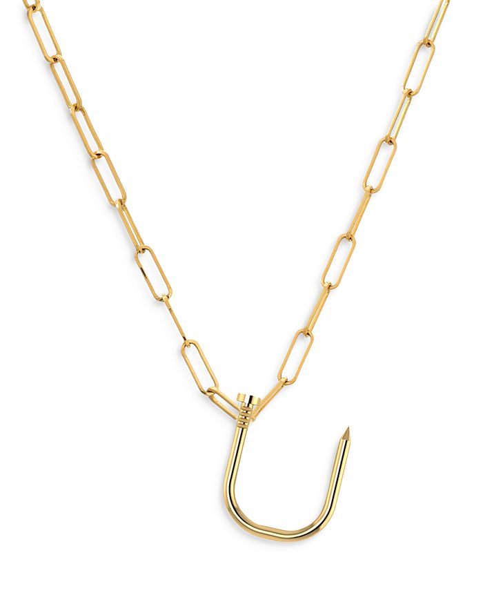 Zoe Lev 14k Yellow Gold Large Nail Initial Necklace, 18 In U/gold