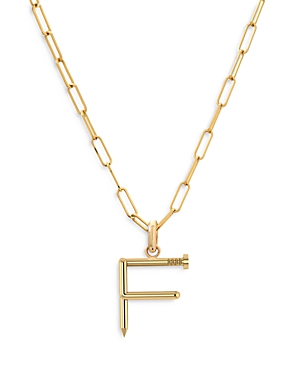 Zoe Lev 14k Yellow Gold Large Nail Initial Necklace, 18 In F/gold