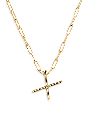 Zoe Lev 14k Yellow Gold Large Nail Initial Necklace, 18 In X/gold