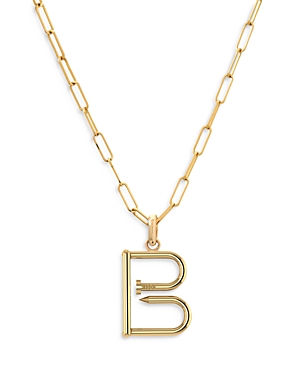 Zoe Lev 14k Yellow Gold Large Nail Initial Necklace, 18 In B/gold