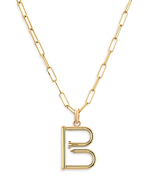 Zoe Lev 14k Yellow Gold Large Nail Initial Necklace, 18 In B/gold