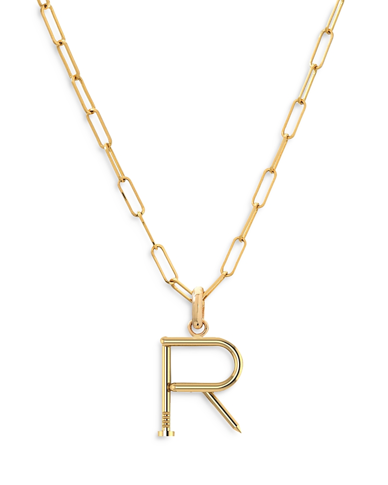 Zoe Lev 14k Yellow Gold Large Nail Initial Necklace, 18 In R/gold