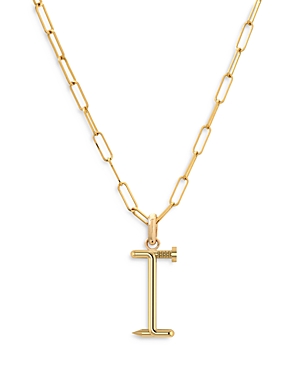 Zoe Lev 14k Yellow Gold Large Nail Initial Necklace, 18 In I/gold