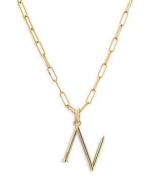 14K Yellow Gold Large Nail Initial Necklace, 18