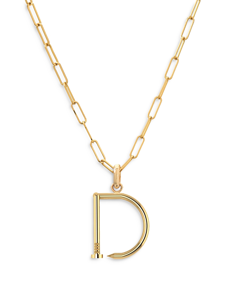 Zoe Lev 14k Yellow Gold Large Nail Initial Necklace, 18 In D/gold