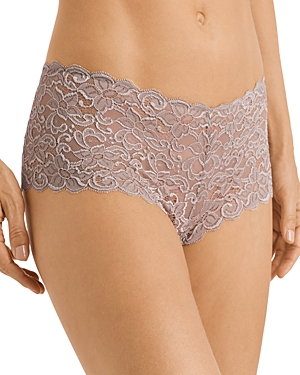 Hanro Luxury Moments Stretch-lace Boy Shorts In Cobblestone