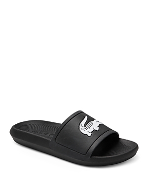 Lacoste Men's Croco Slide Sandals In Black