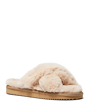 MICHAEL MICHAEL KORS WOMEN'S LALA FAUX FUR CRISSCROSS SLIPPERS,40R1LAFP1D