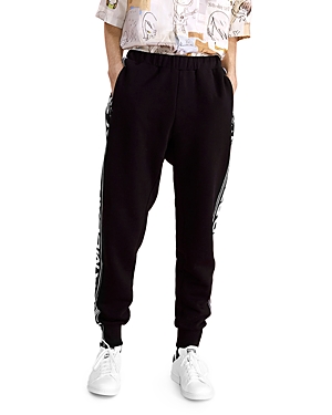 Stella Mccartney Jacquard-trimmed Cotton-fleece Track Pants In Black