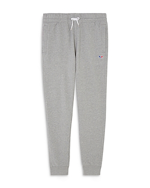 Maison Kitsuné Embroidered Logo Drawstring Track Pants In Gray Melange