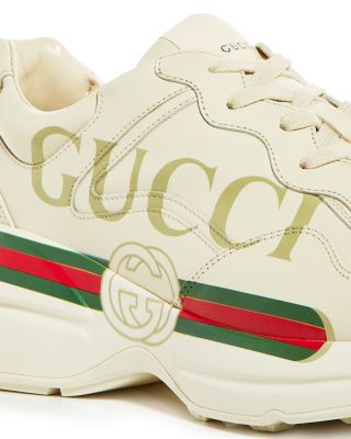 Gucci Men's Rhyton Vintage Stripe Low Top Leather Sneakers