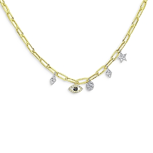 Meira T 14K Yellow & White Gold Blue Sapphire Evil Eye Charm Necklace, 18