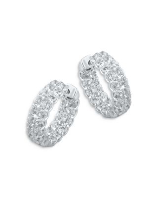 Bloomingdale's Fine Collection - Diamond Inside Out Huggie Hoop Earrings in 14K White Gold, 5.0 - Exclusive