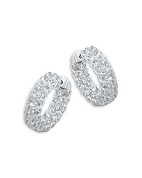 Bloomingdale's - Diamond Inside Out Huggie Hoop Earrings in 14K White Gold, 5.0 - 100% Exclusive
