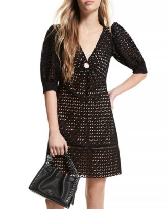 Michael Kors Women's Geo Eyelet Dress White Size 8
