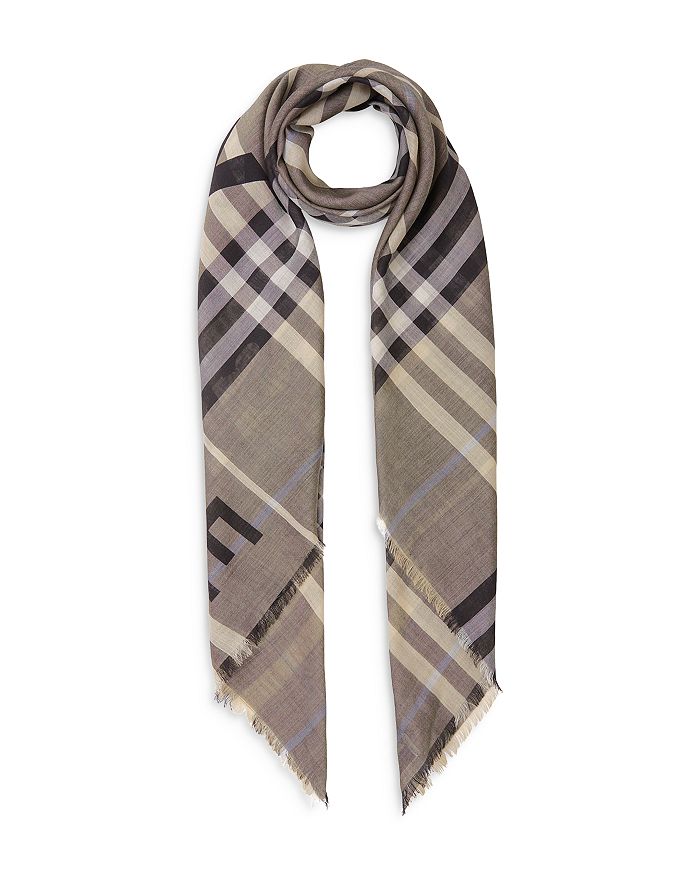 BURBERRY HORSEFERRY PRINT CHECK WOOL & SILK LARGE SQUARE SCARF,8039425