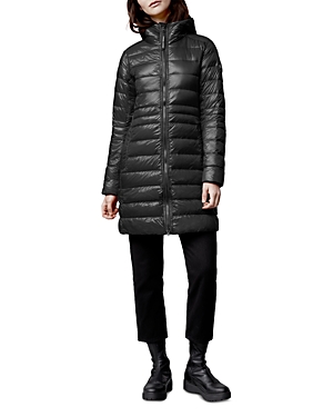Shop Canada Goose Cypress Hooded Mid-length Down Coat In Black