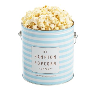 The Hampton Popcorn Company - "White Cheddar Corn" Hampton Blue Tin, 1 Gallon