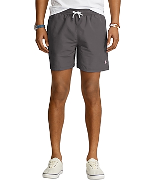 Polo Ralph Lauren 5.75-inch Solid Traveler Classic Swim Trunk In Combat Gray