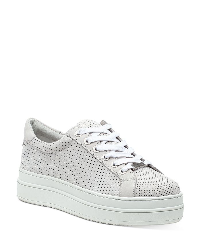 J/slides Women's Nancee Perforated Nubuck Leather Platform Sneakers In Off White Nubuck Leather