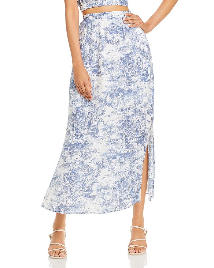 Lucy Paris Toile Print Maxi Skirt In Blue/white | ModeSens