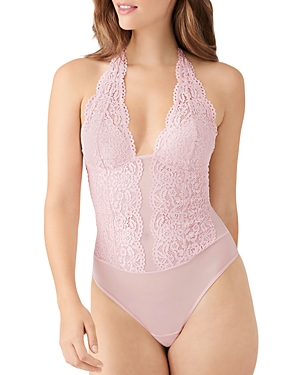 B.tempt'd By Wacoal Ciao Bella Thong Bodysuit In Silver Pink