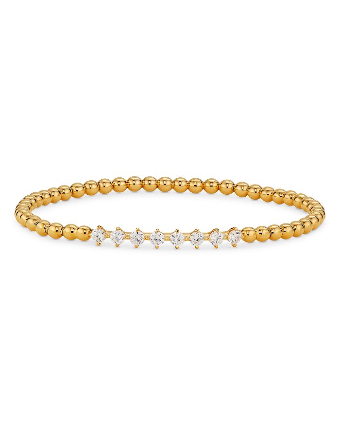 Nadri Cubic Zirconia Beaded Stretch Bracelet In Gold | ModeSens
