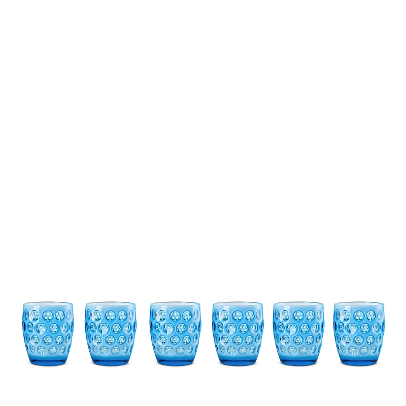Mario Luca Giusti Acrylic Lente Acrylic Tumbler, Set Of 6 In Turq/white