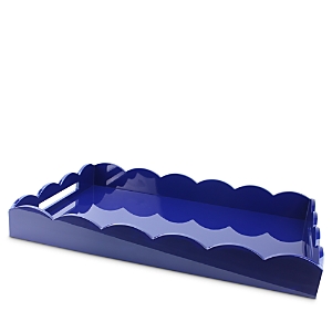Addison Ross Scalloped Ottoman Tray, 17 X 13 In Navy