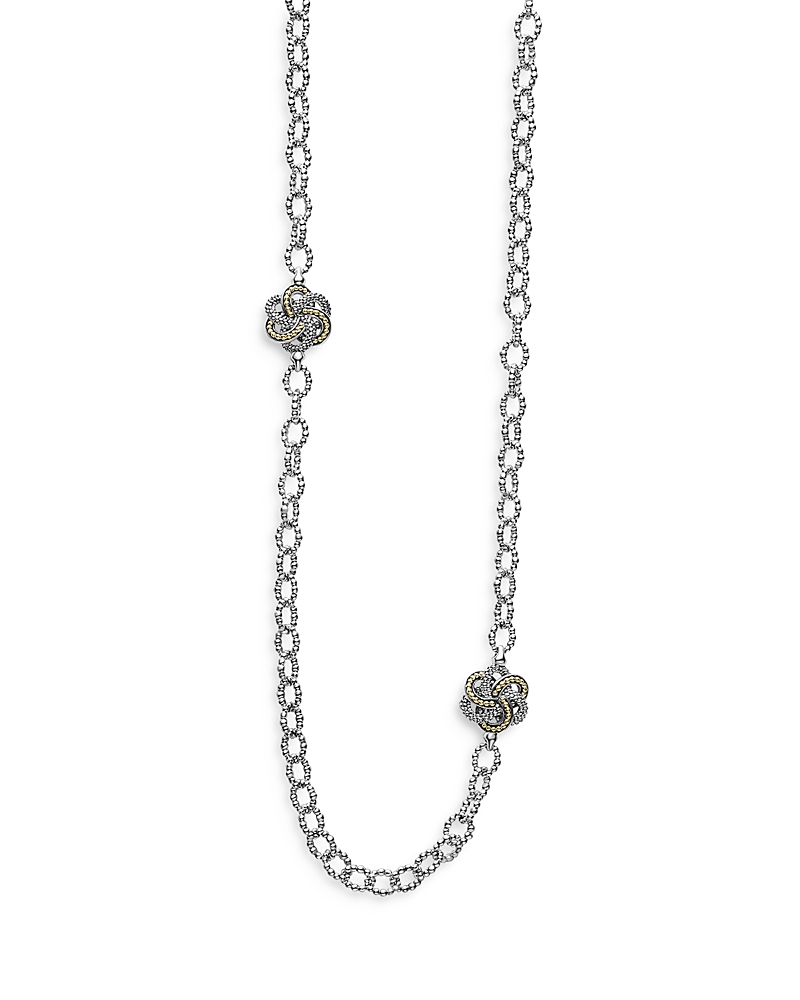 Lagos Sterling Silver & 18K Yellow Gold Love Knot Station Necklace, 32 · 32